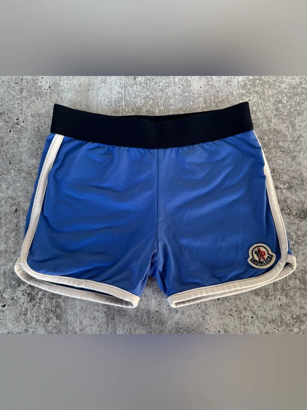 Moncler baby swim trunks Shorts Blue nylon with logo 18-24 Mo